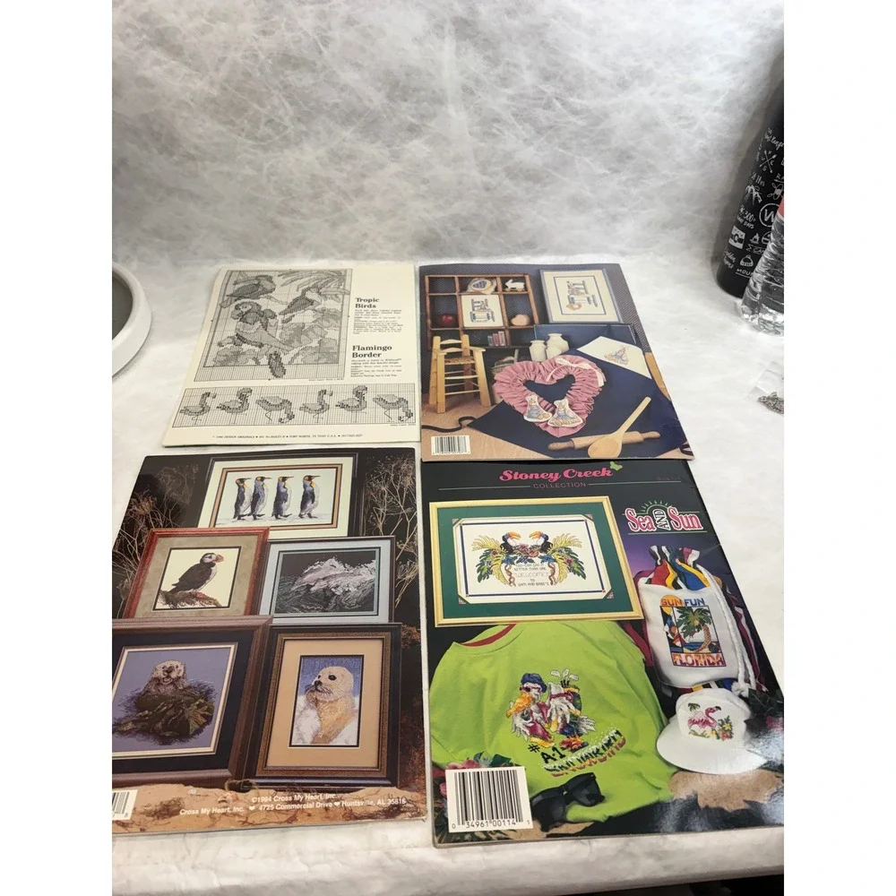 Vintage Cross Stitch Pattern Booklets Lot 4 Everglades Ocean Animals Teddy Bears